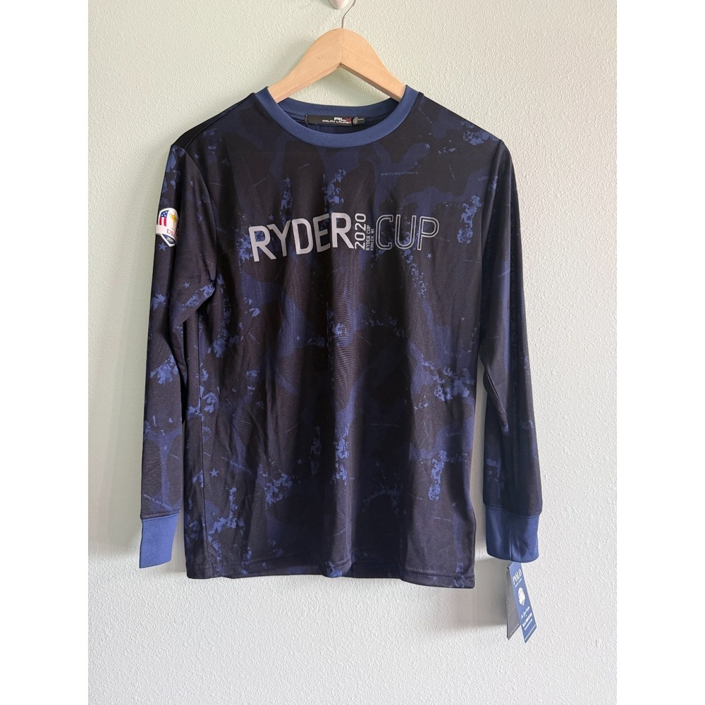 RLX Ralph Lauren 2020 Ryder Cup Team USA  Long sleeve Navy Youth Med 10-12 NWT